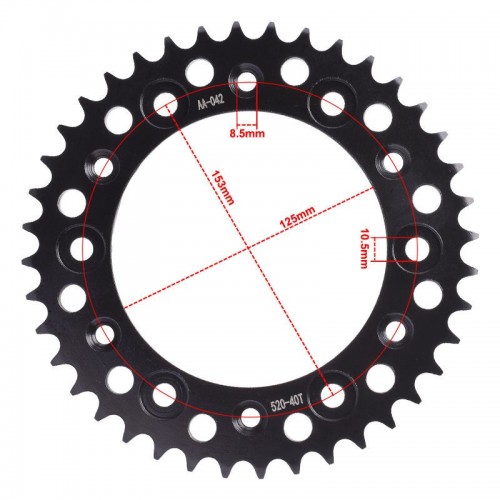 Motorcycle Spare Parts Carburizing Steel Rear Sprocket 520-40T for Honda CRF250 CRM250 XR250 XR600picture3