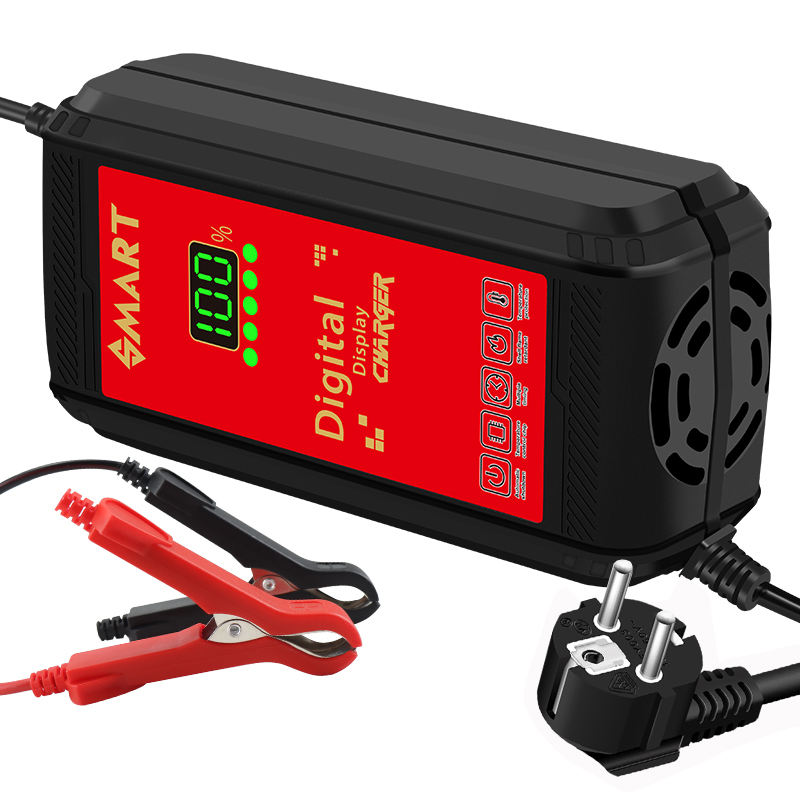 12V Motorcycle Pulse Repair Lead-Acid Battery Charger 12V 8A LCD