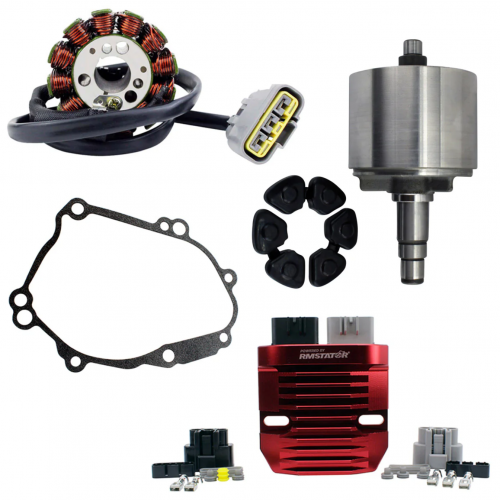 OULI Stator + Flywheel + Aluminum Voltage Regulator + Gasket  Compatible with Yamaha YZF R1 FZ1 FZ8 06-14