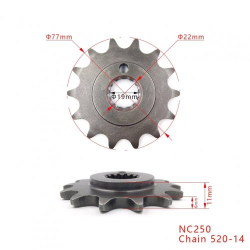 Motorcycle NC250 Small Sprocket Drive Front Sprocket 520 13T 14T for ZONGSHEN NC250 Engine KAYO BSEpicture2