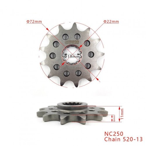Motorcycle NC250 Small Sprocket Modified Front Sprocket 520 13T for ZONGSHEN NC250 Enginepicture6