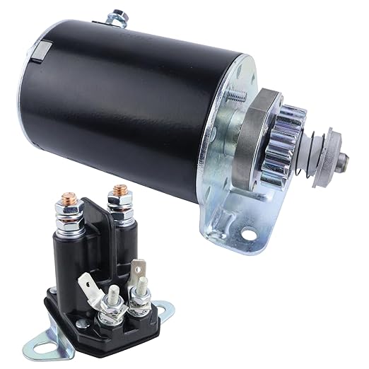 Starter Motor & Solenoid Relay for Toro TimeCutter Riding Mower and Lawn Tractor 1999-2010 14 Tooth Steel Gear, 593934 693551 LG693551 BS693551 SE501848picture1