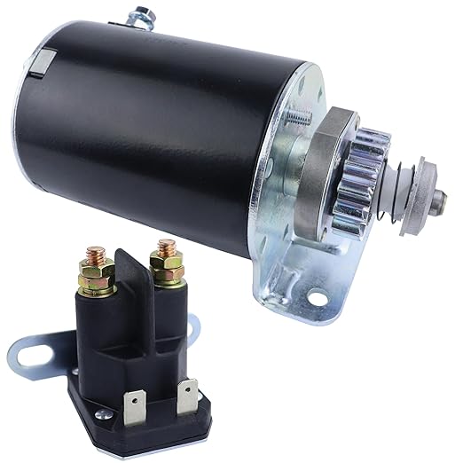 Starter Motor & Solenoid Relay Replacement for BS Engine for John Deere Tractor E100 E110 LA100 LA105 LA110 LA115 LA125 D100 D105 D110 D120 Z225, 593934 693551 BS693551 Mia13018picture1