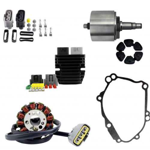 Stator + Flywheel + Lithium-Ion Voltage Reg + Gasket Compatible with Yamaha YZF R1 FZ1 FZ8 06-14  