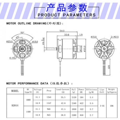 D2814 1000KV High-Power Brushless Motor for Model Aircraft, Remote-Controlled Drones, Toy Airplanes, and Power Toolspicture5