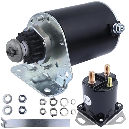 Starter & Relay Replacement for Briggs and Stratton for Cub Cadet 80 81 8HP 77-78, 111 11HP 78-79, 182 282 8HP / 382 383 11HP 80-84, Z-Force 44 20HP / 48 22HP 04-06, 497595 390838 391423picture1