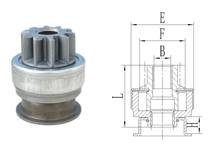 QDY1248 - 320 STARTER DRIVE CW 10T 8 - Spline