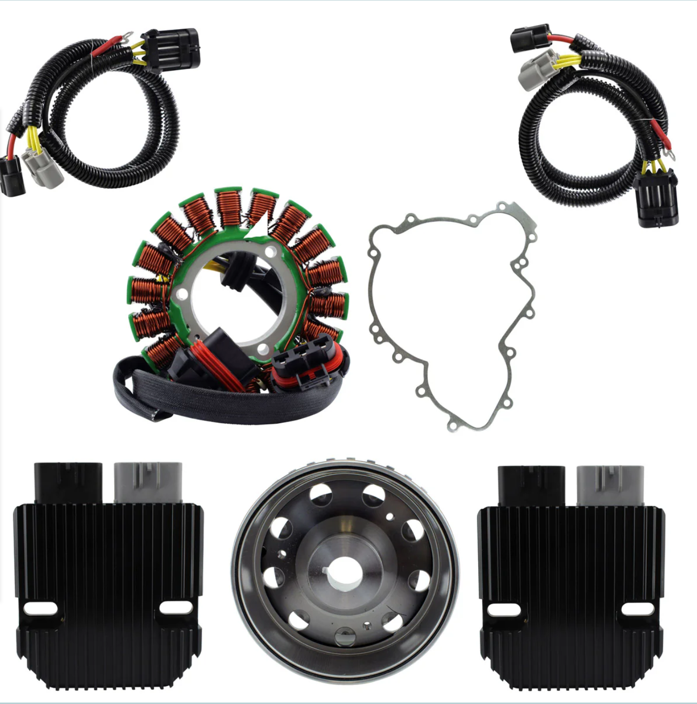 OULI REVOLT Voltage Regulator + SPLYT Stator + Flywheel + Gasket+ Rotor Compatible with Polaris RZR / Ranger 900 1000 Turbo 2012-2018