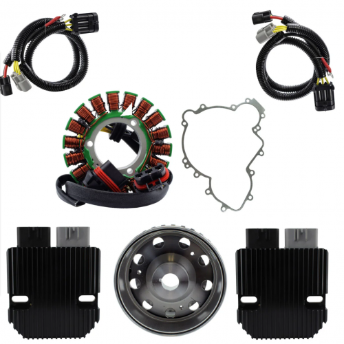 OULI REVOLT Voltage Regulator + SPLYT Stator + Flywheel + Gasket+ Rotor Compatible with Polaris RZR / Ranger 900 1000 Turbo 2012-2018