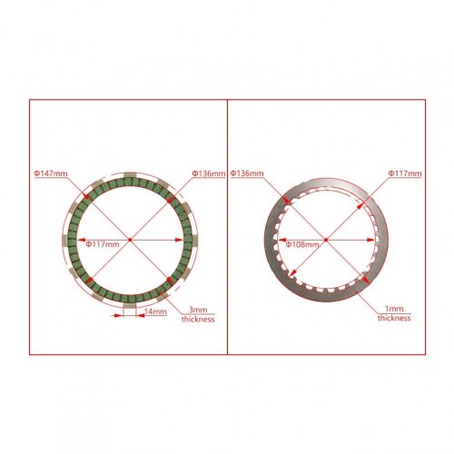 Clutch Friction Plates Motorcycle Clutch Steel Disc Kit for ZONGSHEN NC250 NC450