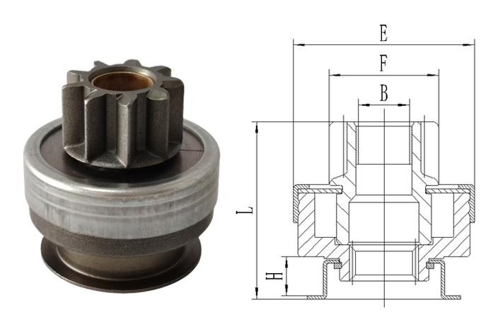 GL0557 STARTER DRIVE Gear tooth tip 25.8