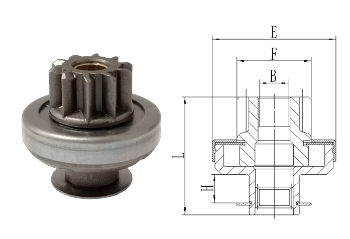 GL0562 STARTER DRIVE For D6G 10T Fork 10.7
