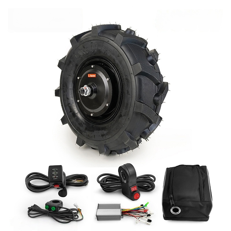 Gear ratio 1:5 handcart motor wheel 14x5.00-6.5 with controller