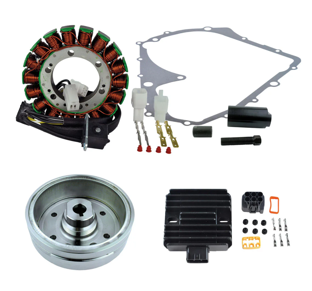 OULI Kit Improved Flywheel + Flywheel Puller + Stator + Voltage Regulator Gasket Compatible with Suzuki LTA 400 Eiger 4x4 Auto 2002-2007