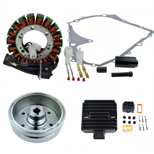 OULI Kit Improved Flywheel + Flywheel Puller + Stator + Voltage Regulator Gasket Compatible with Suzuki LTA 400 Eiger 4x4 Auto 2002-2007