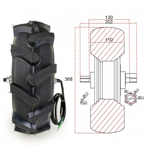 Gear ratio 1:5 handcart motor wheel 14x5.00-6.5 with controllerpicture4