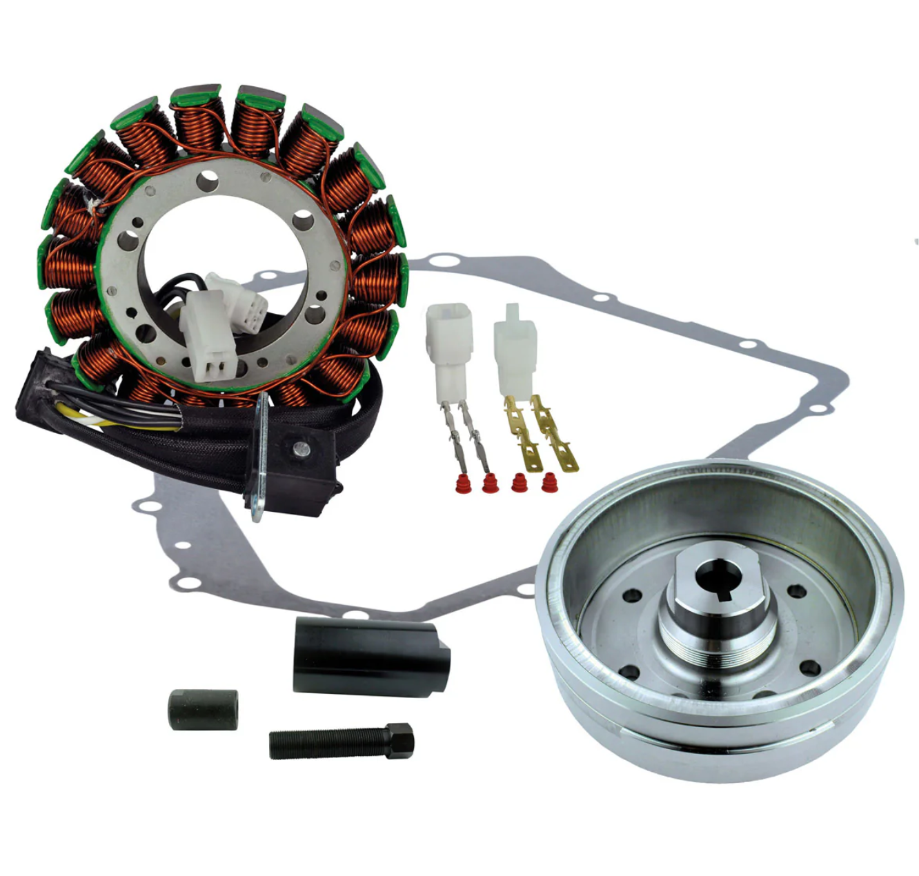 OULI Flywheel + Flywheel Puller + Stator + Crankcase Cover Compatible with  Arctic Cat 400 A. 2002-2008 