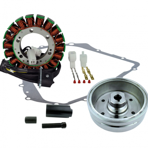 OULI Flywheel + Flywheel Puller + Stator + Crankcase Cover Compatible with  Arctic Cat 400 A. 2002-2008 