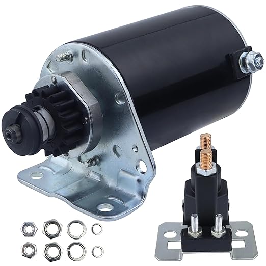 Starter Motor & Relay Replacement for BS Engine for John Deere 111H, AM106883 AM38136 691262 393499 394943 497401 494198 494990 795121 499529picture1