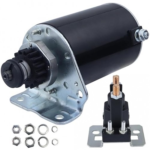 Starter Motor & Relay Replacement for BS Engine for John Deere 111H, AM106883 AM38136 691262 393499 394943 497401 494198 494990 795121 499529