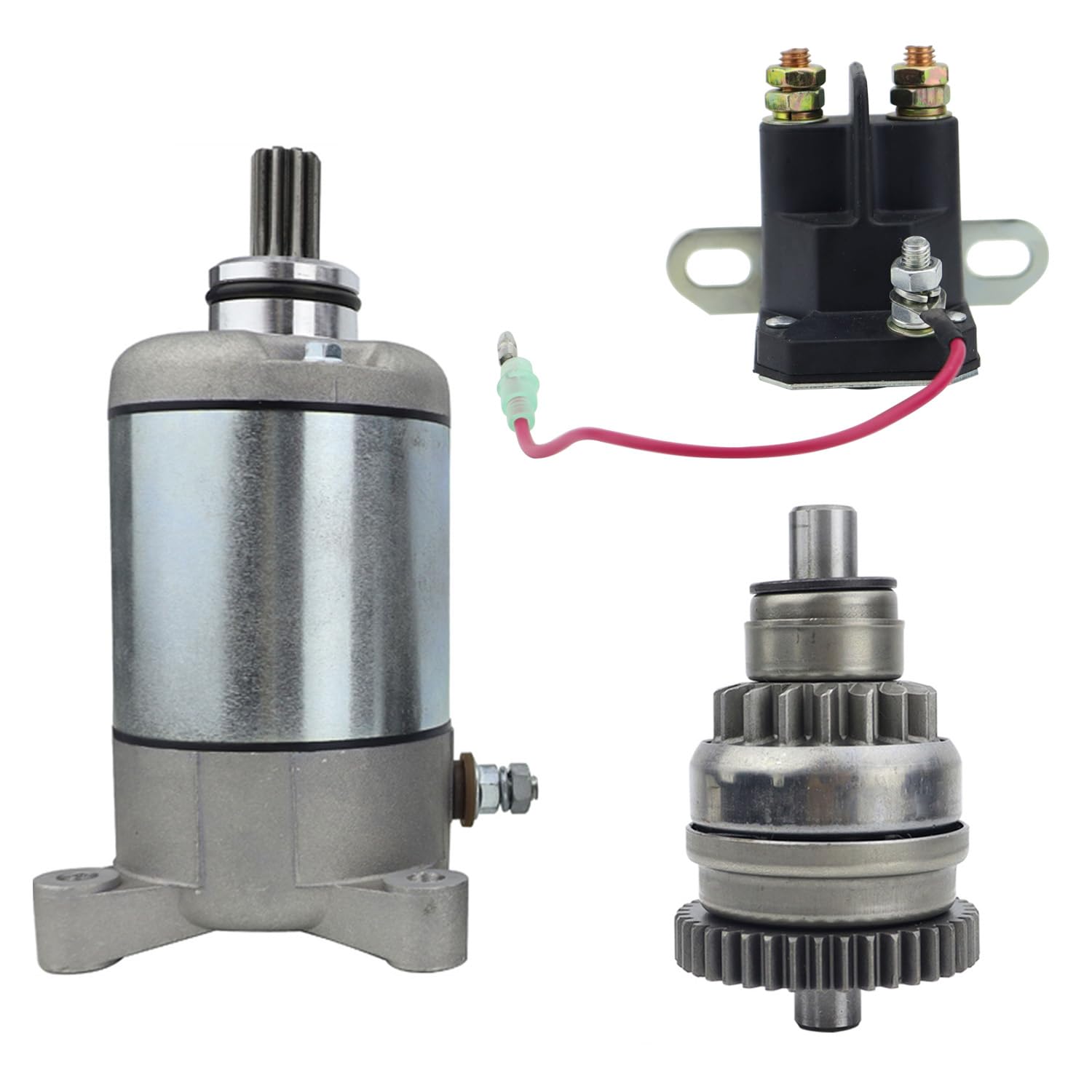 Starter Drive & Relay Solenoid for Polaris 2003-2004 Sportsman Magnum Ranger Scrambler Trail Boss ATP 330 400 425 500, 3084981 18645 SMU0061 410-54020 495713picture1