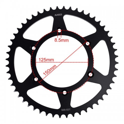 Motorcycle Carburizing Steel Rear Chain Sprocket 520-52T for KTM 350EXC-F 350XC-F 350XCF-W 380EXC 380SX 400XC-W 450EXCpicture2