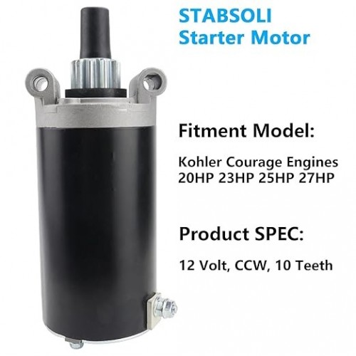 Starter Motor for Kohler Courage Engines 20HP 23HP 25HP 27HP Replace 32-098-01 32-098-01S 32-098-03 32-098-03S 32-098-04 32-098-04S 32-098-08S, for Cub Cadet New Holland Toro Mower Starterpicture3
