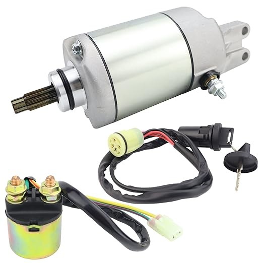 Starter Motor & Solenoid Relay & Ignition Switch for Honda FourTrax Foreman TRX450S ES FE FM 1998-2004, TRX500FE FM TM FPE FPM 2005-2011, 31200-HM7-003, 31200-HM7-A41picture1
