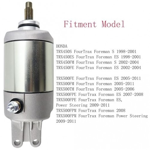 Starter Motor & Solenoid Relay & Ignition Switch for Honda FourTrax Foreman TRX450S ES FE FM 1998-2004, TRX500FE FM TM FPE FPM 2005-2011, 31200-HM7-003, 31200-HM7-A41picture2