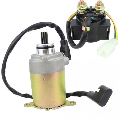 Starter Motor & Solenoid Relay Fit for GY6 Engine 125CC 150CC ATV Scooter Moped Go Kart Quad 4 Wheelers Taotao SUNL Coolster Bajapicture3