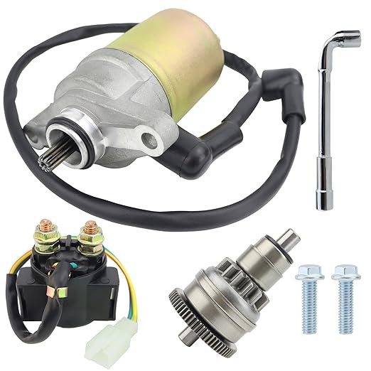 Starter Motor & Drive & Solenoid Relay Fit for GY6 47cc 49cc 50cc 60cc 80cc 100cc Scooter 139QMB/QMA Moped ATV Go Karts Taotao SUNL ROKETA Tank JCLpicture1