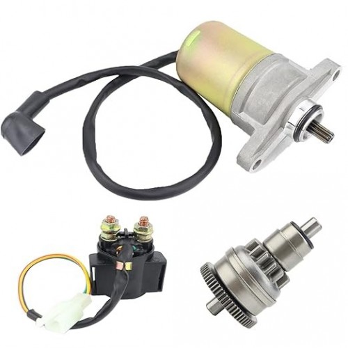 Starter Motor & Drive & Solenoid Relay Fit for GY6 47cc 49cc 50cc 60cc 80cc 100cc Scooter 139QMB/QMA Moped ATV Go Karts Taotao SUNL ROKETA Tank JCLpicture7
