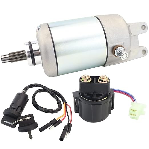 Starter Motor & Solenoid Relay & Ignition Switch Replacement for Honda ATV FourTrax 300 TRX300 TRX300FW 1988-2000 31200-HC4-023 31200-HC4-033 SM13213 128000-4400picture1