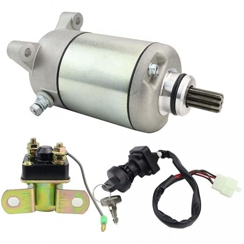 Starter Motor & Solenoid Relay & Ignition Switch for Polaris Magnum 425 97-98, Scrambler Magnum Worker Sportsman 500 1999, Big Boss 500 98-99, 3090188 3084981 57-2688 SMU0061 41054020