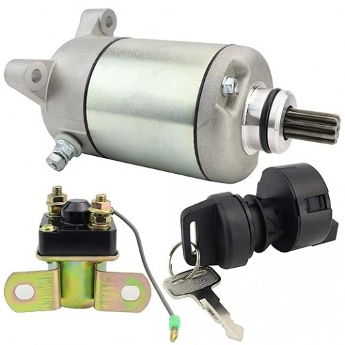 Starter Motor & Solenoid Relay & Ignition Switch for Polaris Sportsman Scrambler Big Boss Worker 500 2000-2001 Magnum Trail Boss 325 2000-2001 Sportsman 400 2001 3090188 3084981