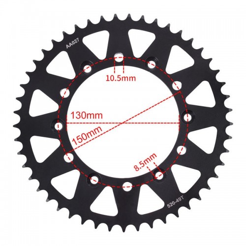 520-49T Carburized Steel Rear Sprocket for Yamaha YZ125 TT-R230 YZ250 YZ400 YZ450picture4