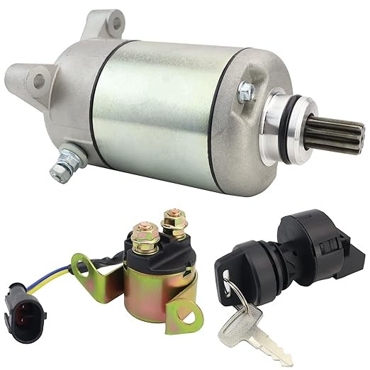 Starter Motor & Solenoid Relay & Ignition Switch for Polaris Sportsman 400 500 2006-2012, Hawkeye 400 2011-2012, Scrambler 500 2007-2012, Ranger 500 2006-2009, 3090188 3084981picture1