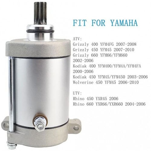 Starter Motor & Relay Replacement for Yamaha ATV Kodiak 450 YFM45 2018-2022, UTV Rhino 450 YXR45 2007-2009, Rhino 660 YXR66 YXR660 2007 4WV-81890-00-00, 5KM-81890-00-00picture2