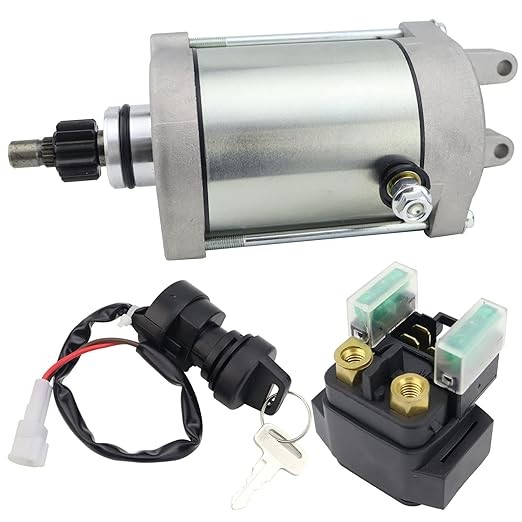 Starter Motor & Solenoid Relay & Ignition Switch Fit for Yamaha ATV Raptor 660R YFM660R 2001-2005 3SX-81890-00, 3SX818900000, AP8520003, SMU0212, 41054035picture1