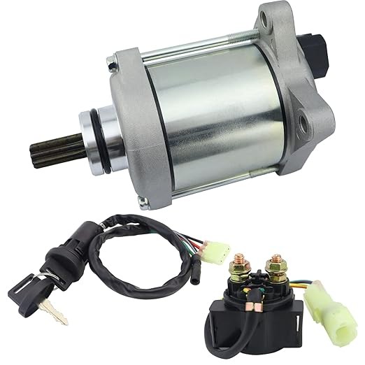Starter Motor & Solenoid Relay & Ignition Switch for Honda Recon 250 TRX250TE ES TRX250TM FourTrax 2008-2020, Starter for Honda Recon 250 31200-HM8-B61, 410-54133, SMU0478