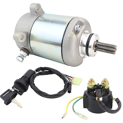 Starter Motor & Solenoid Relay & Ignition Switch for Honda Recon 250 TRX250 97-01, TRX250TE 02-04, TRX250TM 02-04 / Sportrax 250 TRX250EX 01-08, TRX250X 09-20 31200-HM8-003 31200-HM8-A41