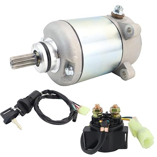 Starter Motor & Solenoid Relay & Ignition Switch for Honda Recon 250 TRX250TM 05-07/ TRX250TE 05-07 31200-HM8-003 31200-HM8-A41 SM13475 SMU0027
