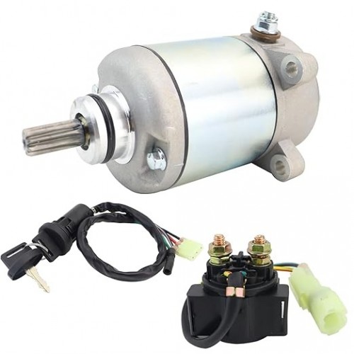 Starter Motor & Solenoid Relay & Ignition Switch for Honda Recon 250 TRX250TM 05-07/ TRX250TE 05-07 31200-HM8-003 31200-HM8-A41 SM13475 SMU0027