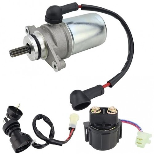 Starter Motor & Solenoid Relay & Ignition Switch for Yamaha Champ 100 1987-1991 Badger 80 1985-1994 55X-81800-51-00 65X-81880-50-00 55X-81800-51-00 410-52039 SND0051