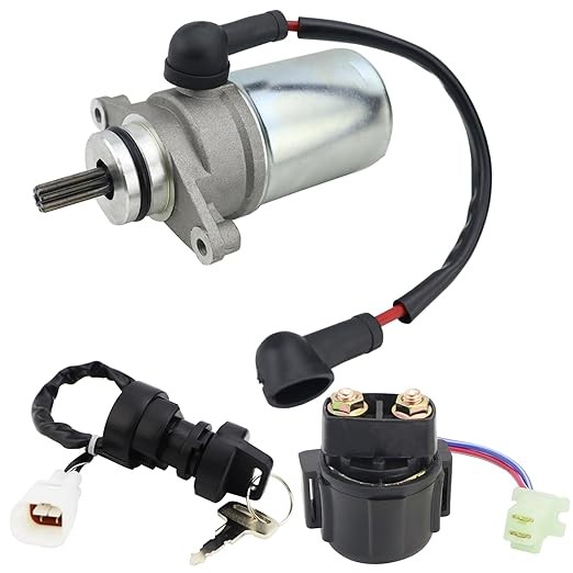 Starter Motor & Solenoid Relay & Ignition Switch for Yamaha Badger 80 1995-2001, Raptor 80 2002-2003 55X-81800-51-00 65X-81880-50-00 55X-81800-51-00 410-52039 SND0051