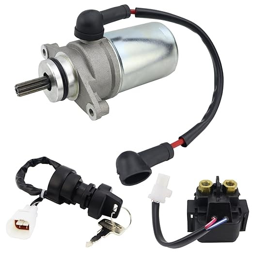 Starter Motor & Solenoid Relay & Ignition Switch for Yamaha Raptor 80 50 2004-2008 Grizzly 80 2005-2008 55X-81800-51-00 65X-81880-50-00 55X-81800-51-00 410-52039 SND0051