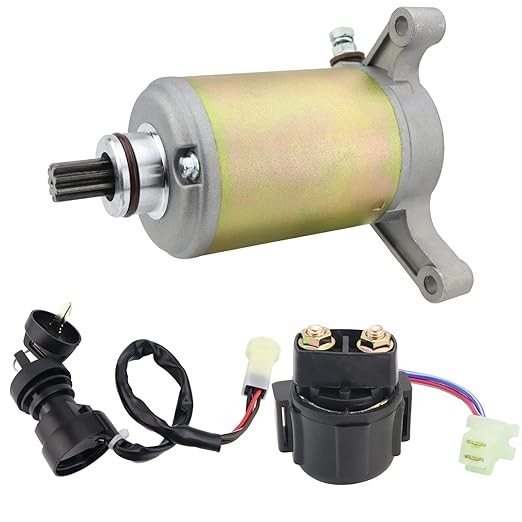 Starter Motor & Relay & Ignition Switch for Yamaha Warrior 350 YFM350 1987-1995 Moto 4 350 YFM350 1987-1995 Big Bear 350 YFM 350 4X4 1990-1994 TerraPro 350 YFP350 1988 1UY-81890-00-00