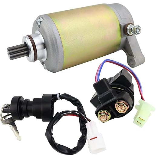 Starter Motor & Solenoid Relay & Ignition Switch for Yamaha Warrior 350 YFM350 1996-2001 Kodiak 400 4x4 YFM400F 1993-1995 Big Bear 350 YFM 350 4X4 1995-1996 1UY-81890-00-00