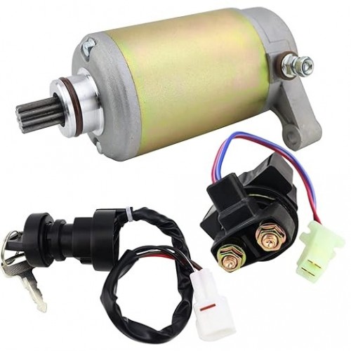 Starter Motor & Solenoid Relay & Ignition Switch for Yamaha Warrior 350 YFM350 1996-2001 Kodiak 400 4x4 YFM400F 1993-1995 Big Bear 350 YFM 350 4X4 1995-1996 1UY-81890-00-00