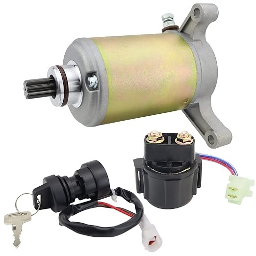 Starter Motor & Solenoid Relay & Ignition Switch for Yamaha Warrior 350 YFM350 2002 2003, 1UY-81890-00-00, 1YW-81800-50, 1UV-81800-50, SMU0065